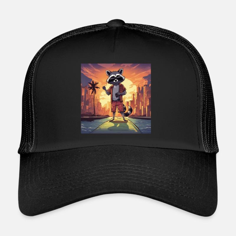 Epischer Waschbär IV - Trucker Cap - Schwarz/Schwarz