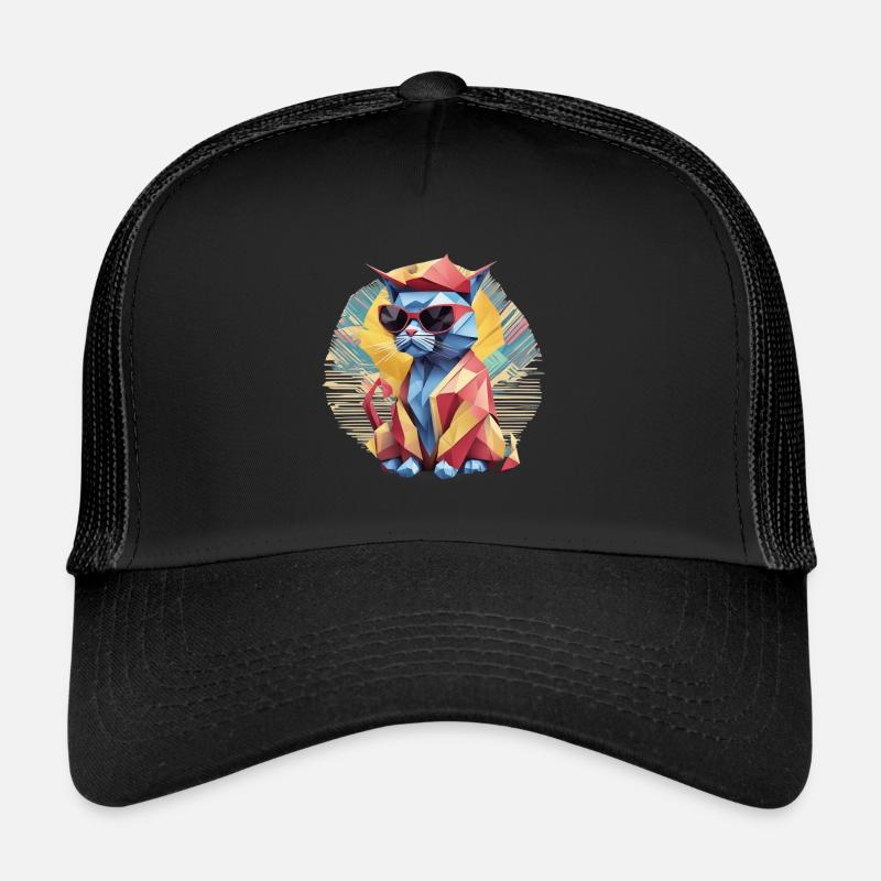 Chat cool en origami Casquette trucker 
