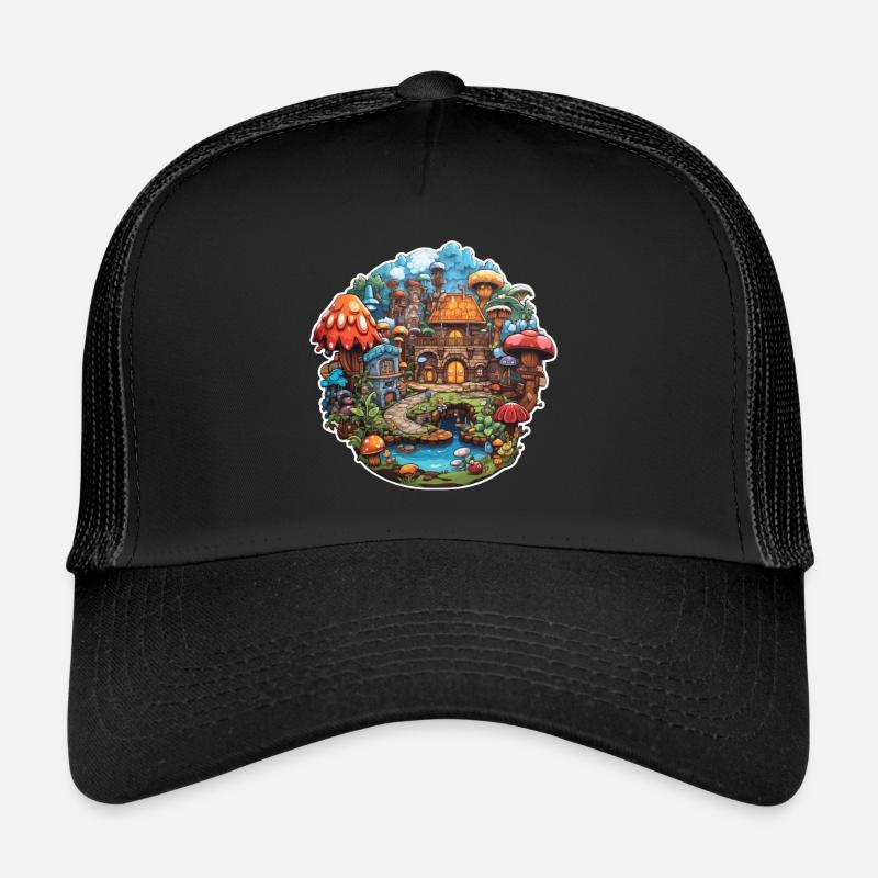 Kinder Märchen Pilzdorf - Trucker Cap - Schwarz/Schwarz