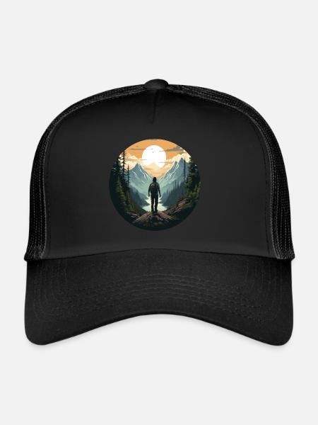 Forest Nature Trekking Adventure - Trucker Cap - black/black - Front