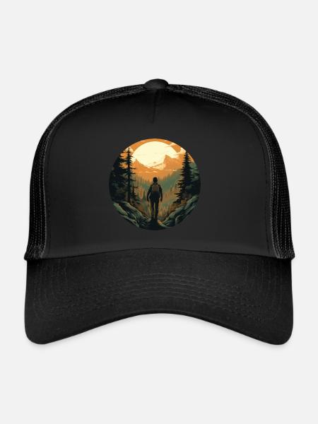 Forest Nature Trekking Adventure - Trucker Cap - black/black - Front