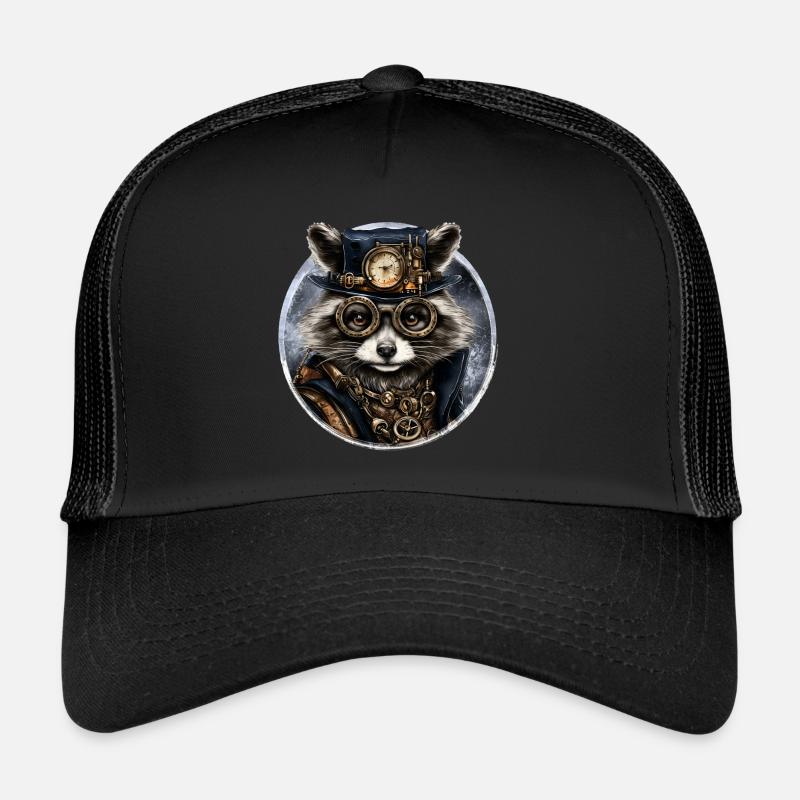 Raton laveur steampunk - Casquette trucker  - noir/noir