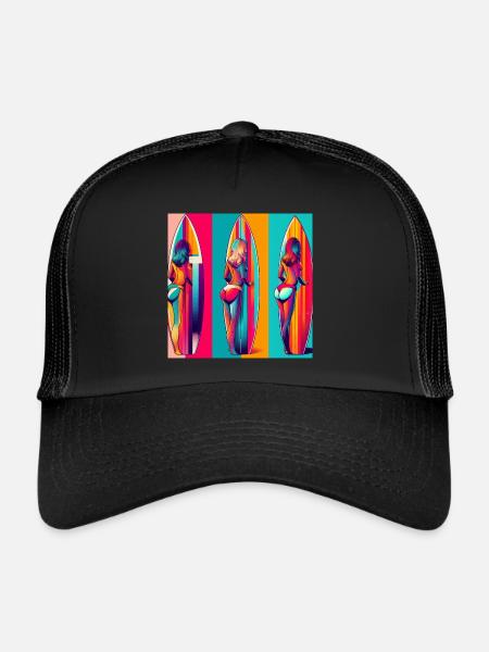 Vintage Surfer Femmes - Casquette trucker - noir/noir - Devant
