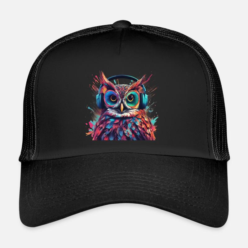Coole Eule mit Kopfhörer Trucker Cap