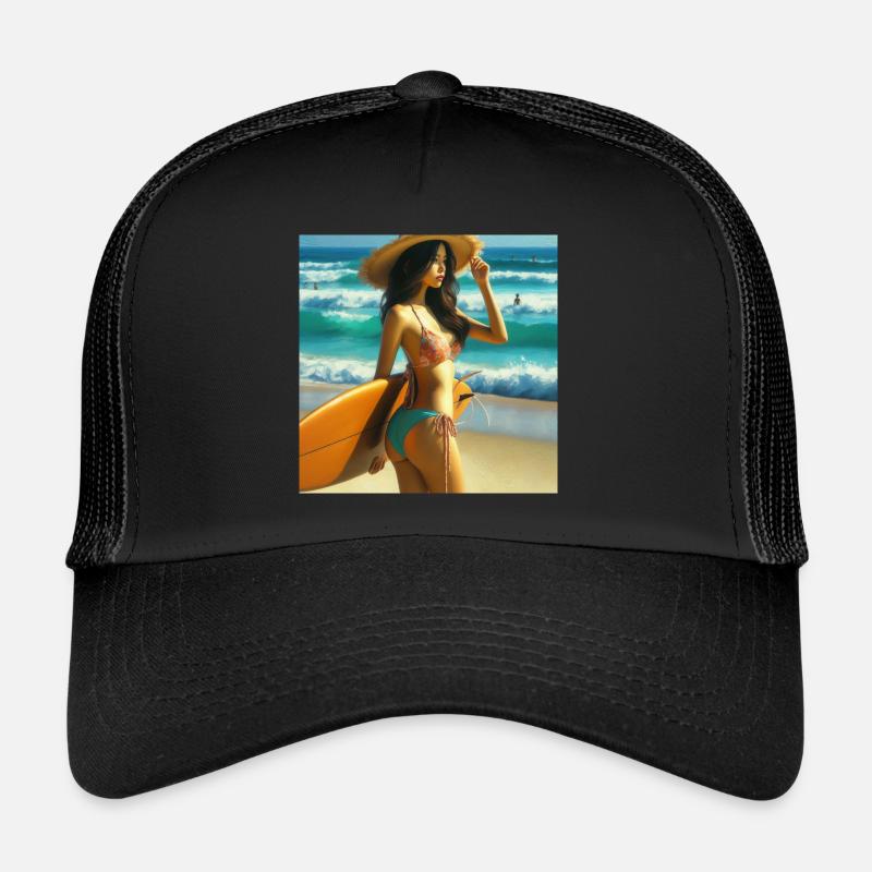 Surfer on the beach - Trucker Cap - black/black