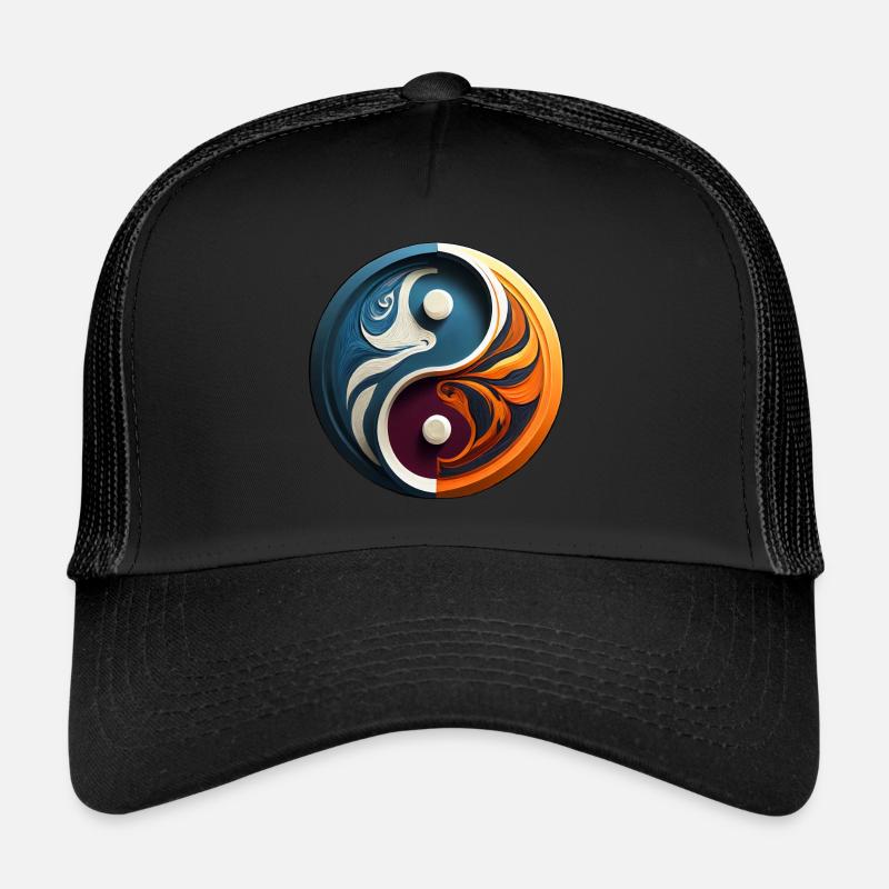 Abstract Yin Yang, Fire and Water, Duality Trucker Cap