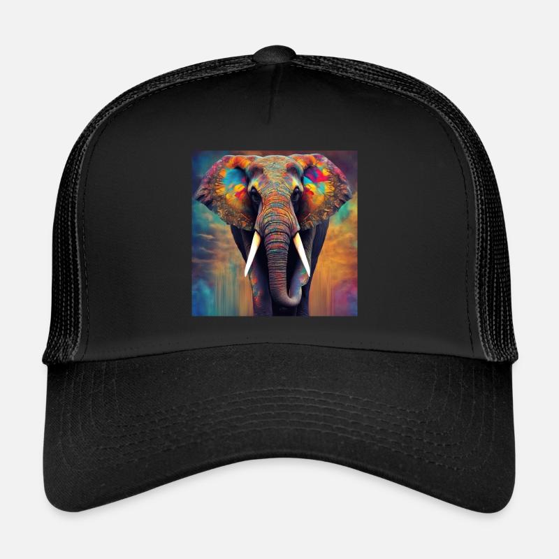 Colorful Elephant - Trucker Cap - black/black