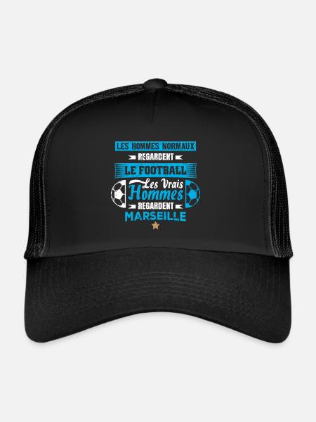 les vrais hommes regardent marseille club de foot - Casquette trucker  - noir/noir - Devant