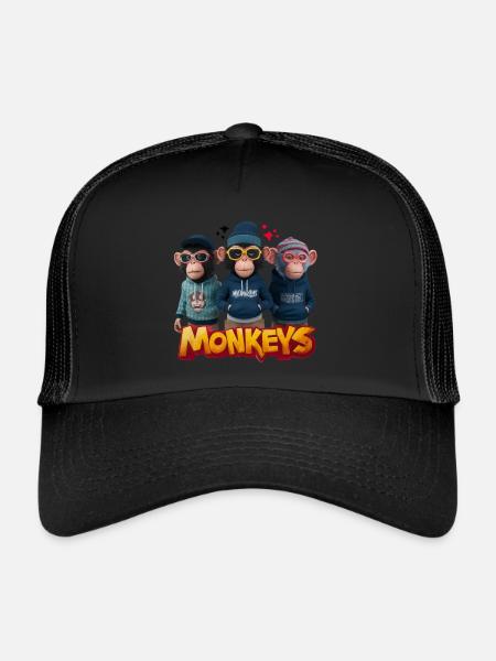 Monkeys 2 - Casquette trucker  - noir/noir - Devant