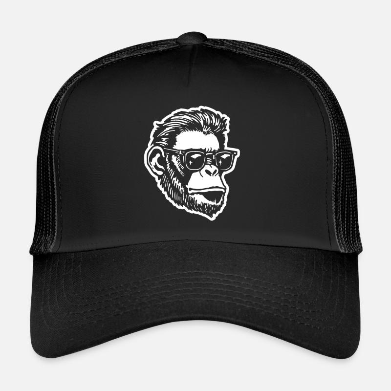 Affe Affen Affengesicht - Trucker Cap - Schwarz/Schwarz