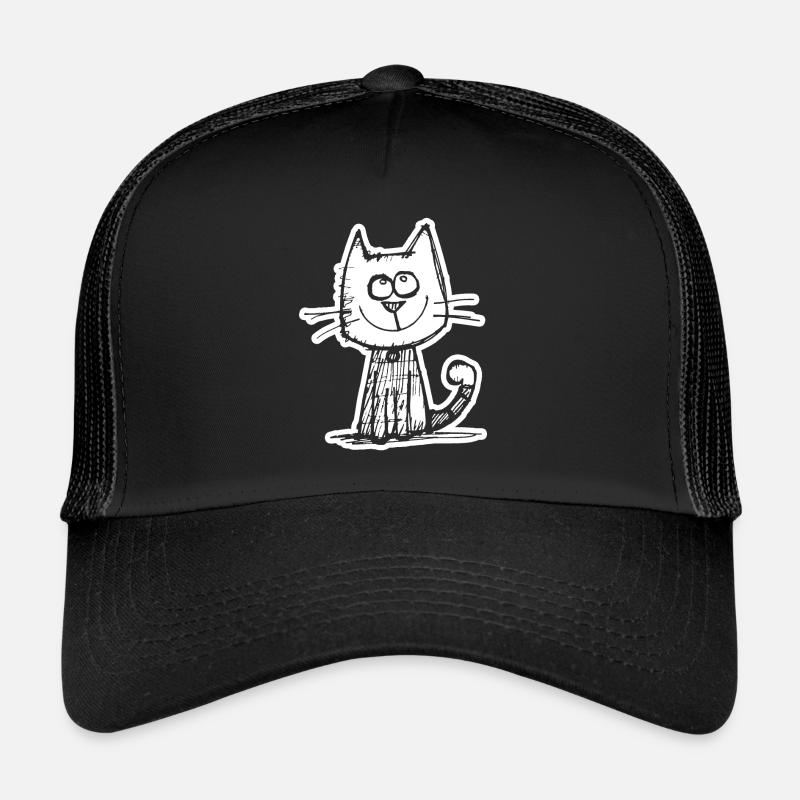 Katze Katzen Katzengesicht - Trucker Cap - Schwarz/Schwarz