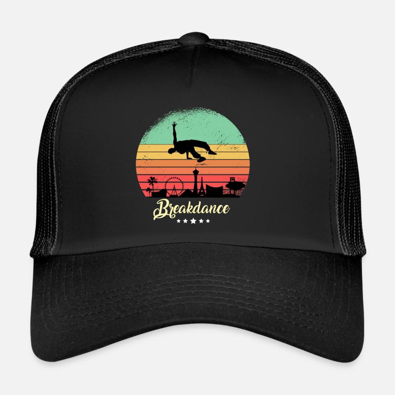 Breakdance Danse Vintage Rétro Coucher de soleil Casquette trucker 