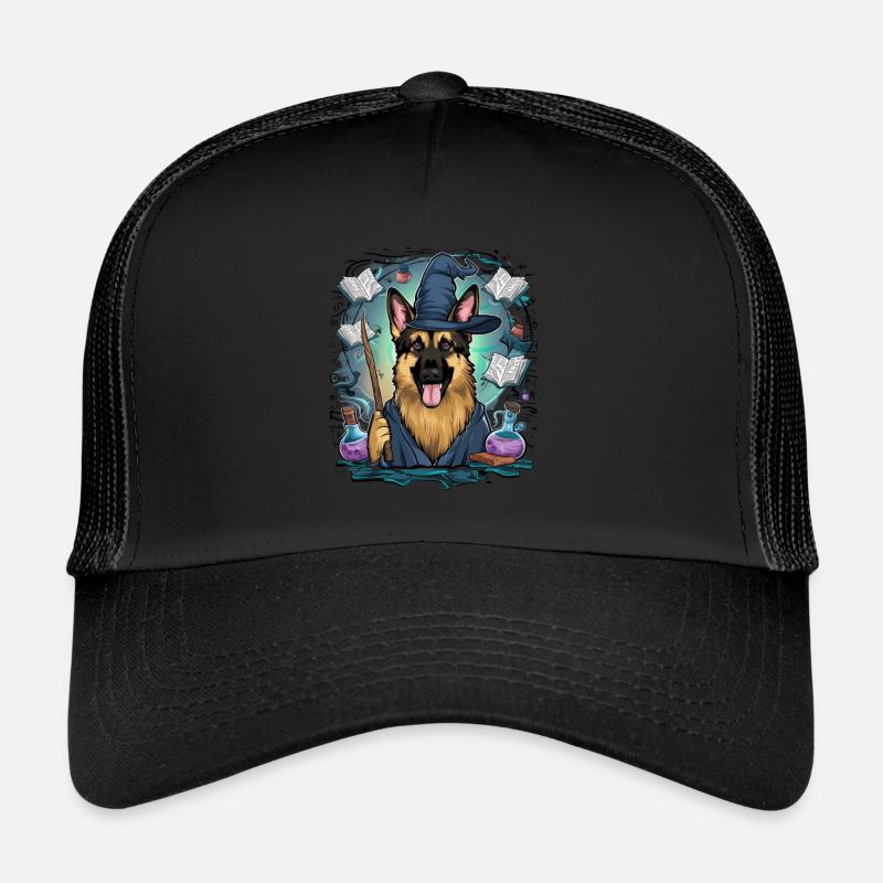 German Shepherd is magician with magic wand Trucker Cap