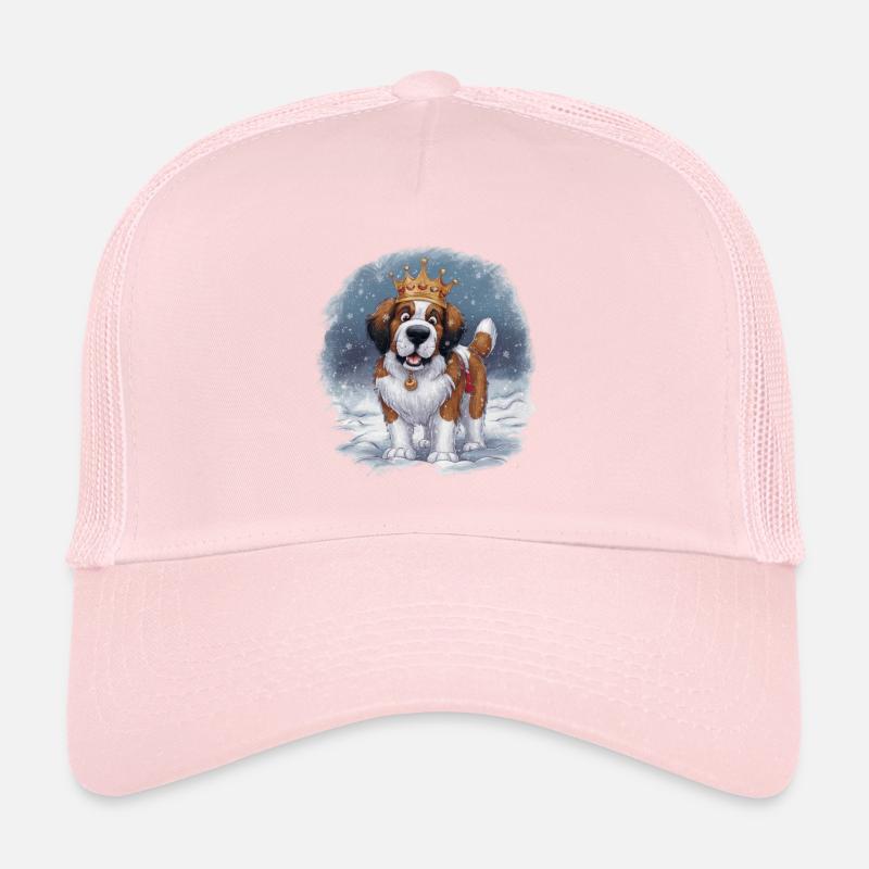 Dessin animé Saint Bernard avec couronne dans la neige Casquette trucker 