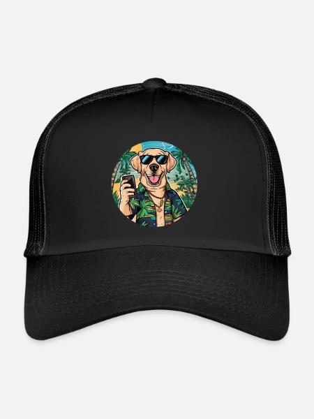 Mignon Labrador Retriever - Casquette trucker  - noir/noir - Devant