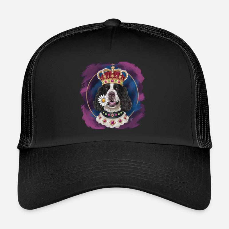 Cocker Spaniel mit Blumen und Krone Trucker Cap
