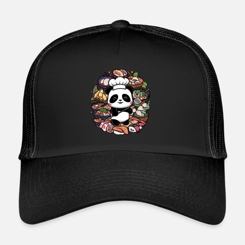 Mignon panda chef cuisine idéal pour le chef - Casquette trucker  - noir/noir