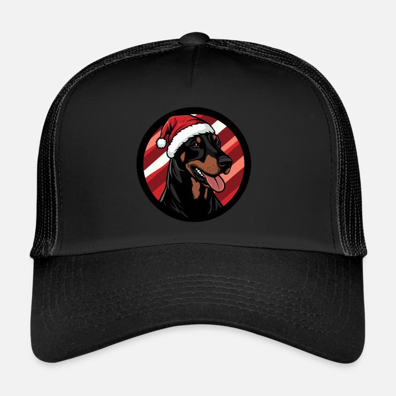 Doberman Chien Noël Noël Casquette trucker 