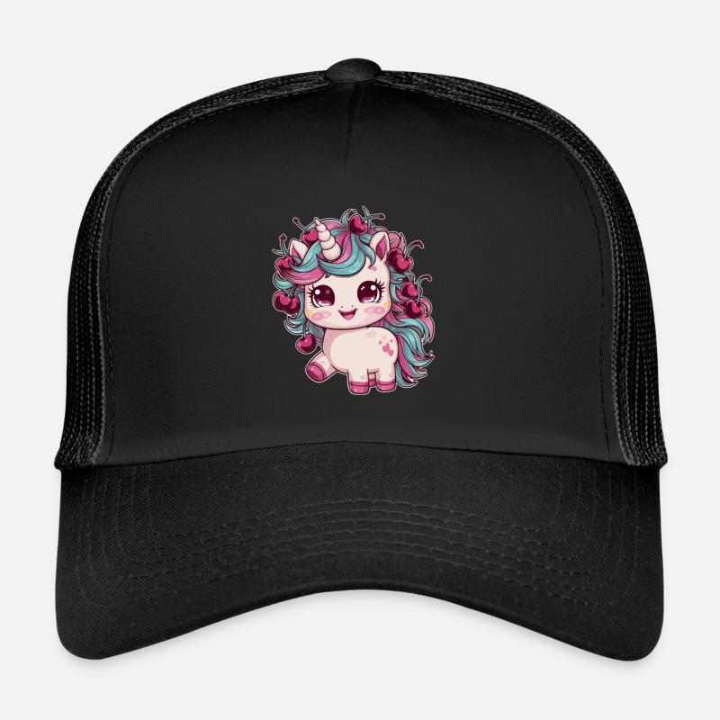 Cooles Kawaii Einhorn mit Kirschen Trucker Cap