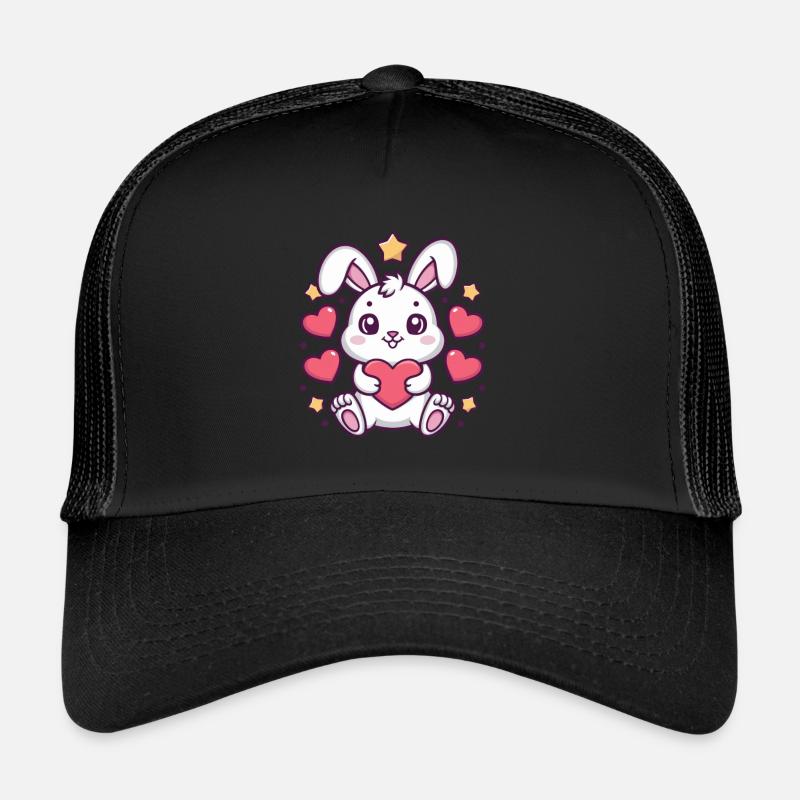 Cute Kawaii Bunny with Hearts and Stars Trucker Cap
