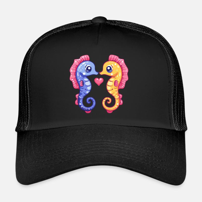 Couple d’hippocampes amour Saint-Valentin Casquette trucker 
