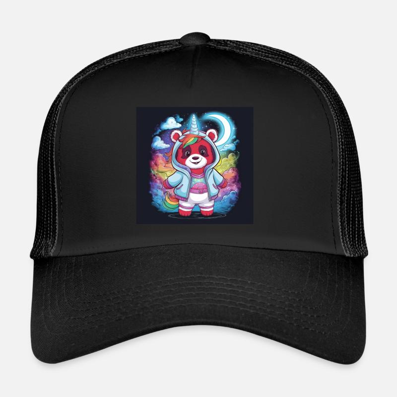 Roter Einhorn Panda Trucker Cap
