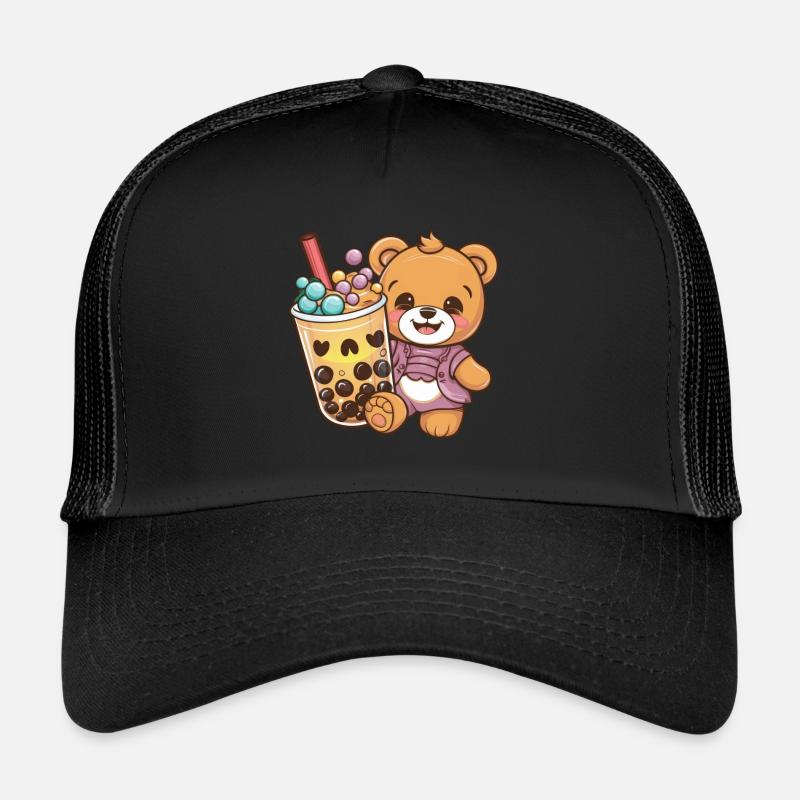 Cute teddy bear with bubble tea Trucker Cap