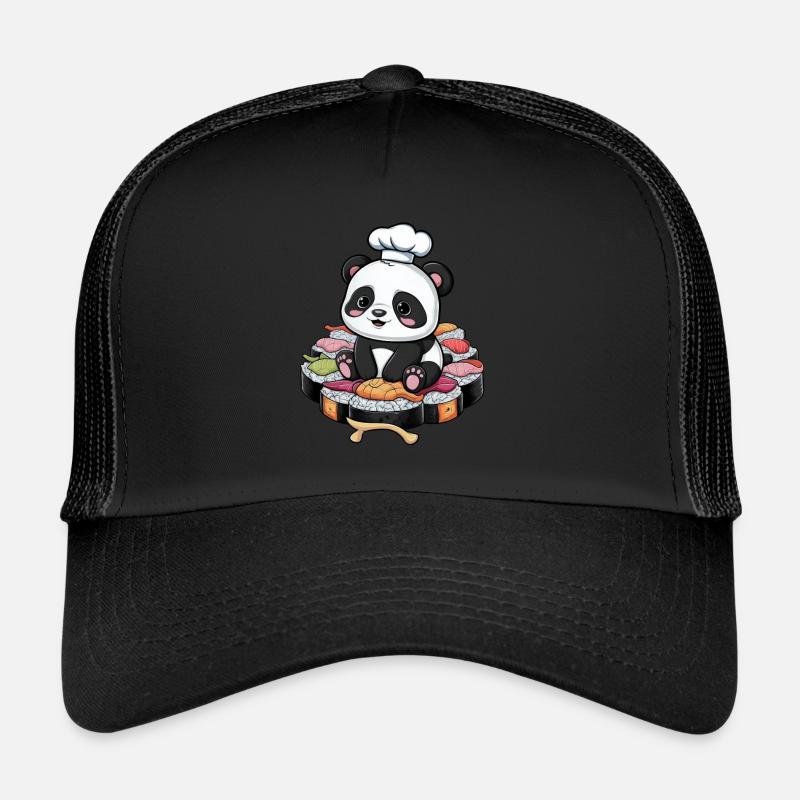 Panda Kawaii mignon avec une grande variation de sushis Casquette trucker 