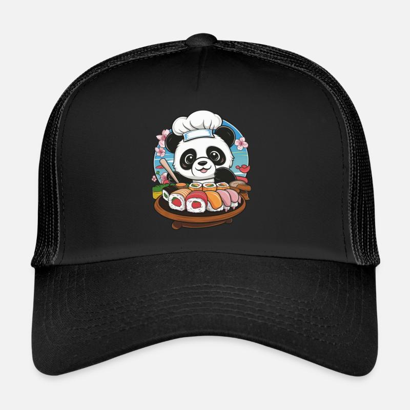 Panda Kawaii mignon avec une grande variation de sushis Casquette trucker 