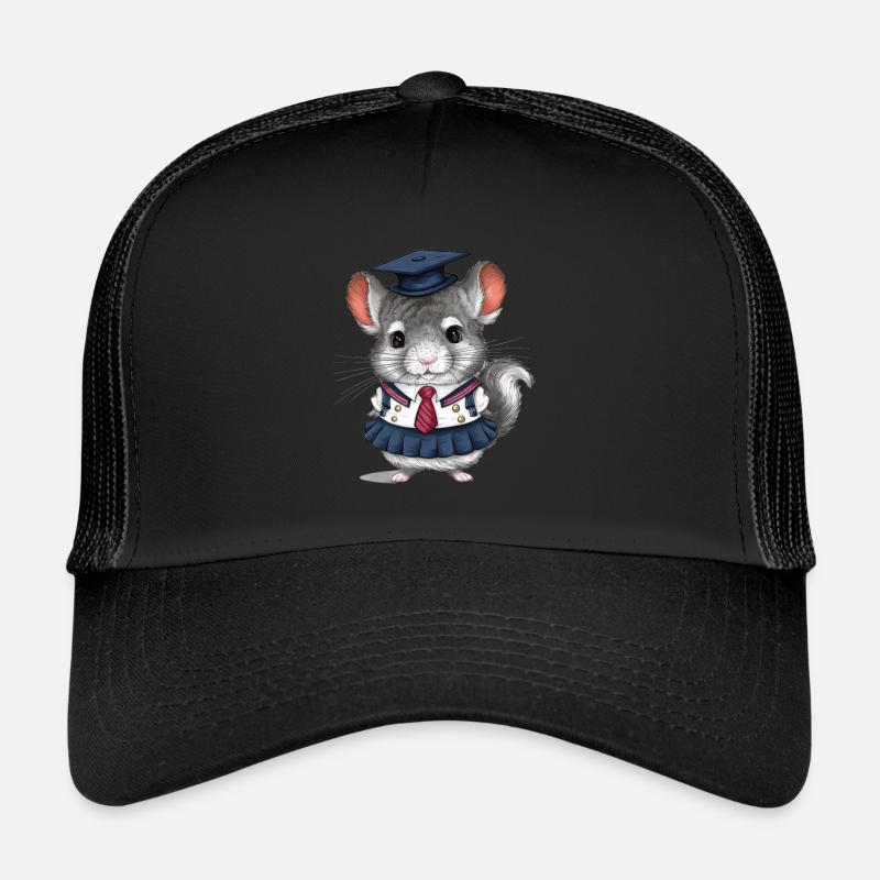 Cartoon Kawaii Chinchilla with School Uniform Trucker Cap