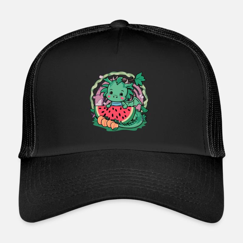 Dragon Kawaii aux pêches et pastèque Casquette trucker 