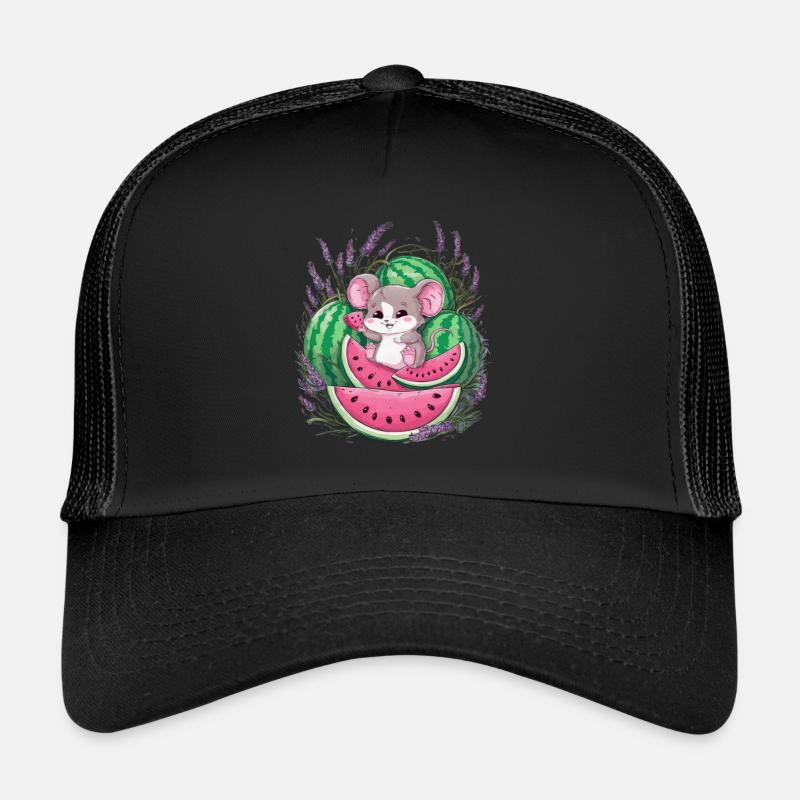 Süsse Kawaii Maus mit Melone und Lavendel Trucker Cap