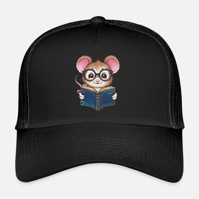 Kawaii Maus - Mäuschen mit Buch und Lesebrille Trucker Cap