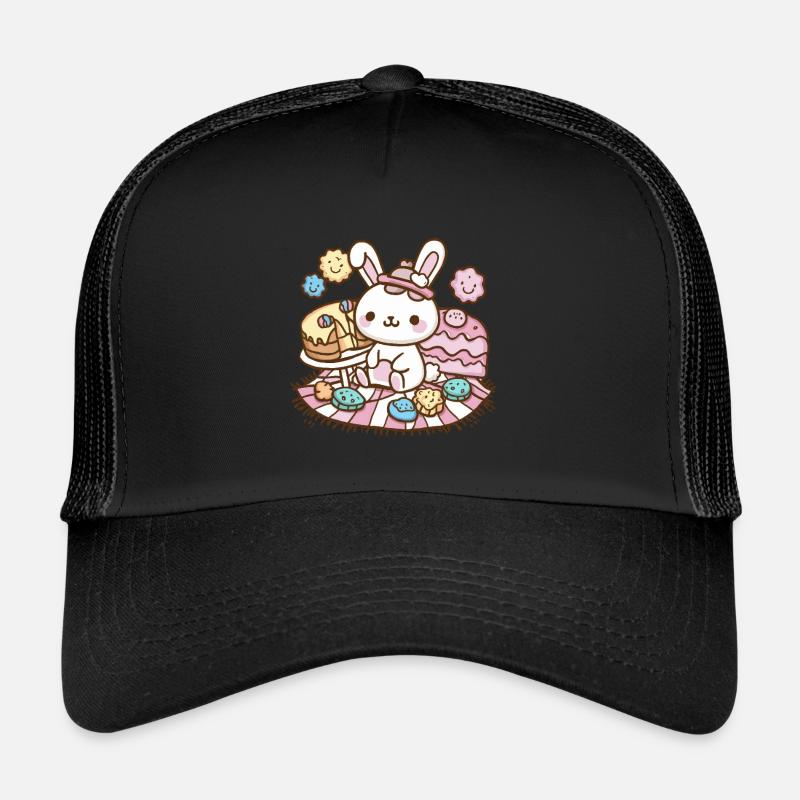 Dessin animé lapin kawaii avec des biscuits et un gâteau Casquette trucker 