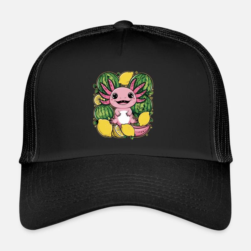 Axolotl Kawaii aux citrons et pastèques Casquette trucker 