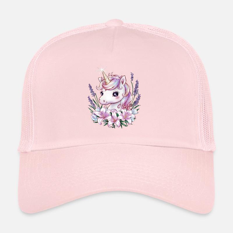 Kawaii Einhorn mit Lavendel und Lillien Trucker Cap
