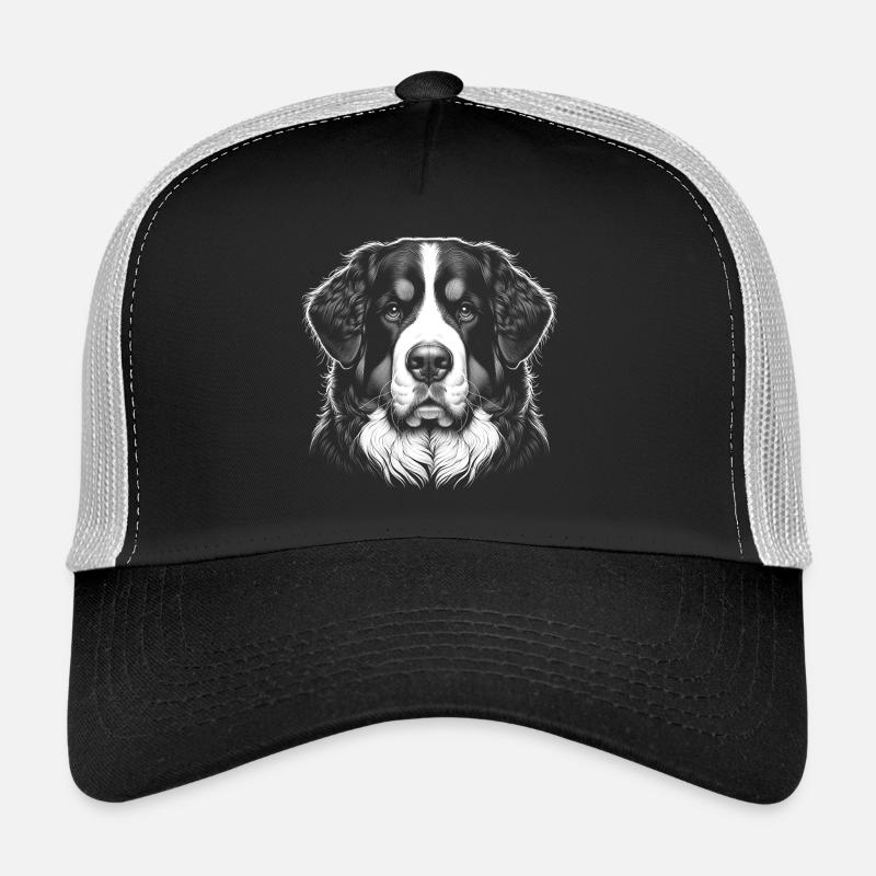 Portrait de tête de bouvier bernois dans le style dessin Casquette trucker 