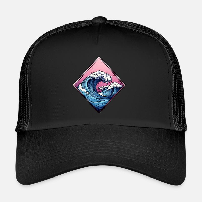 logo vague, forme de losange, dessin océan Casquette trucker 