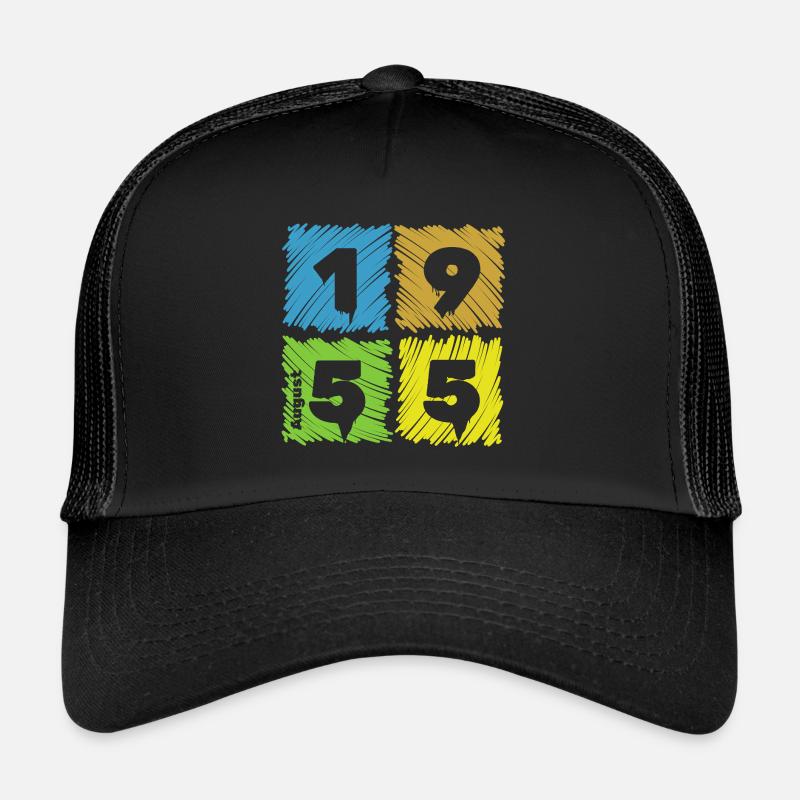 70. Geburtstag Farbige Patches since 08/1955 - Trucker Cap - Schwarz/Schwarz