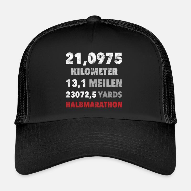 21,0975 KM Halbmarathon 13.1 Meilen Lauf Geschenk - Trucker Cap - Schwarz/Schwarz
