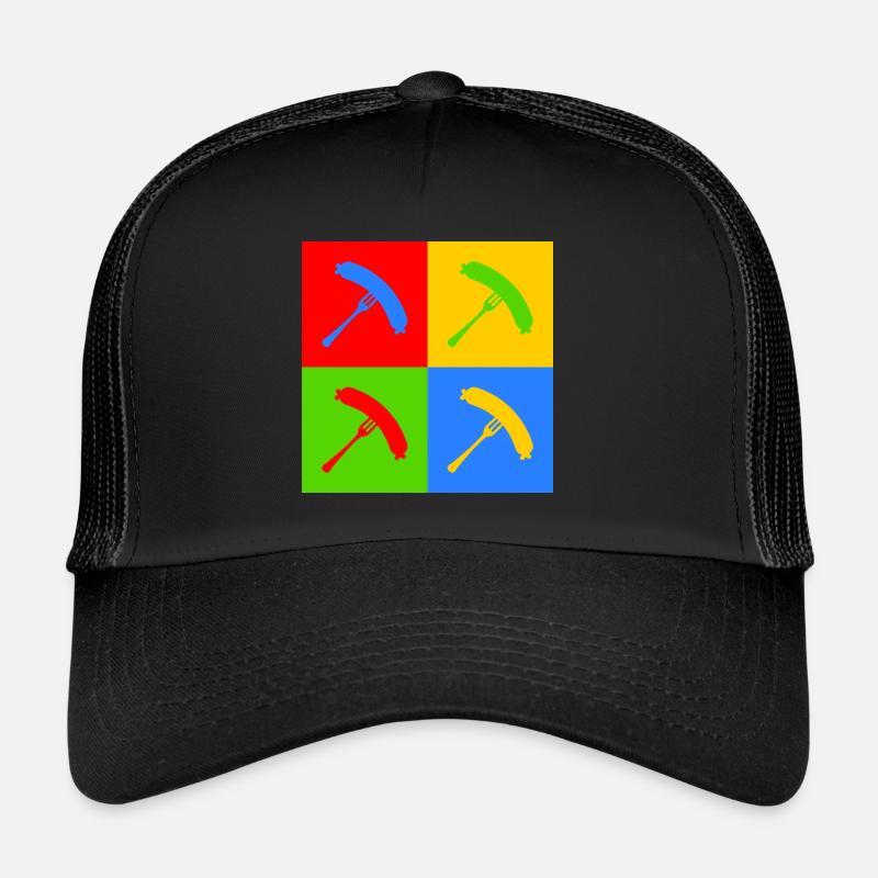 Bratwurst Pop-Art - Trucker Cap - Schwarz/Schwarz