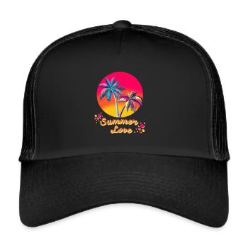 Sommer, Sonne, Beach, Urlaub, Geschenk - Trucker Cap - Schwarz/Schwarz - Vorne