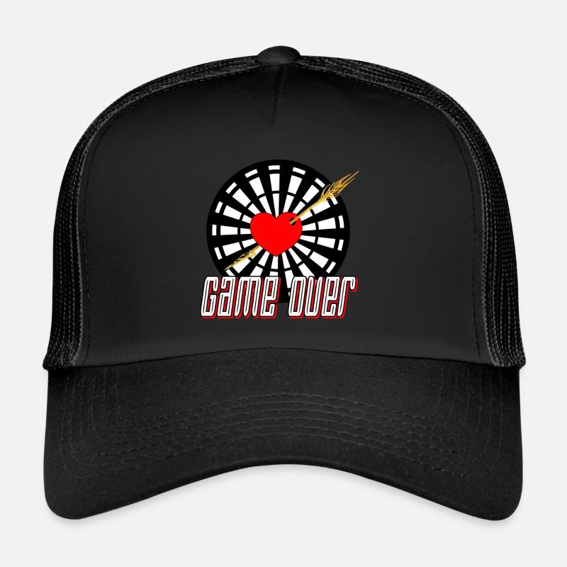 Dartscheibe mit Pfeil im Herz Game over - Trucker Cap - Schwarz/Schwarz