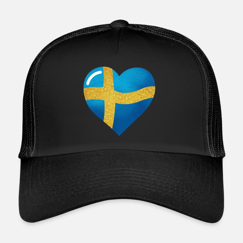 Sveriges flagga, le drapeau de la Suède en forme de Casquette trucker 