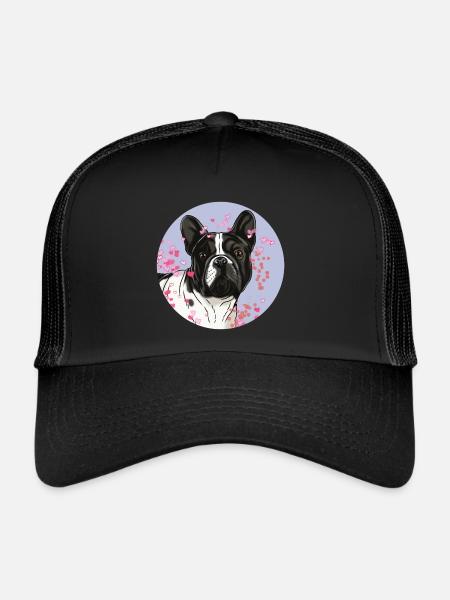 French Bulldog T-shirt. - Trucker Cap - black/black - Front