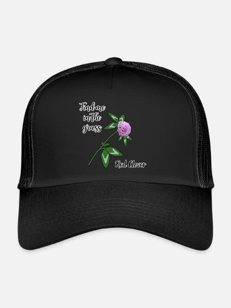Trouvez-moi dans l’herbe... trèfle rouge - Casquette trucker  - noir/noir - Devant