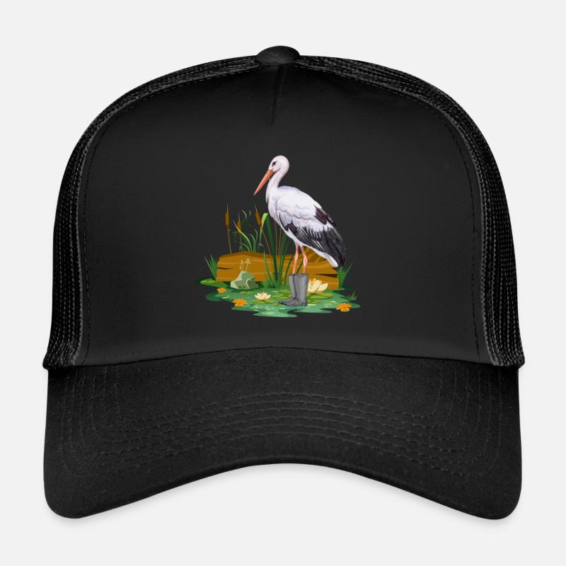 Stork in rubber boots Trucker Cap