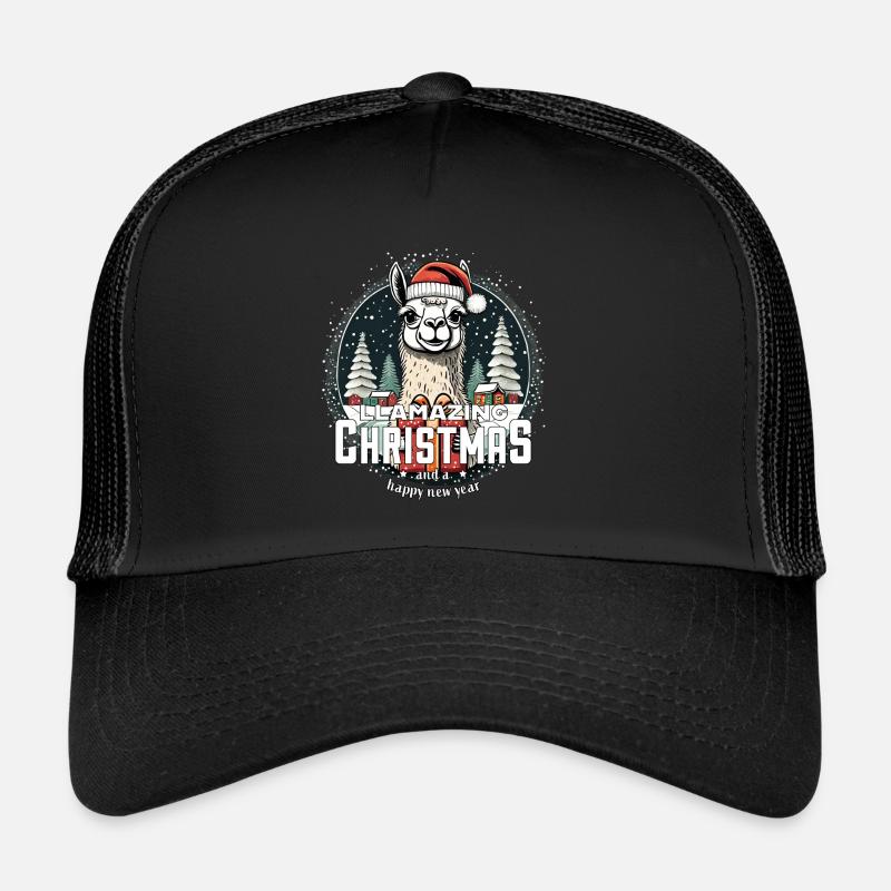 Weihnachtslama llamazing Christmas - Trucker Cap - Schwarz/Schwarz