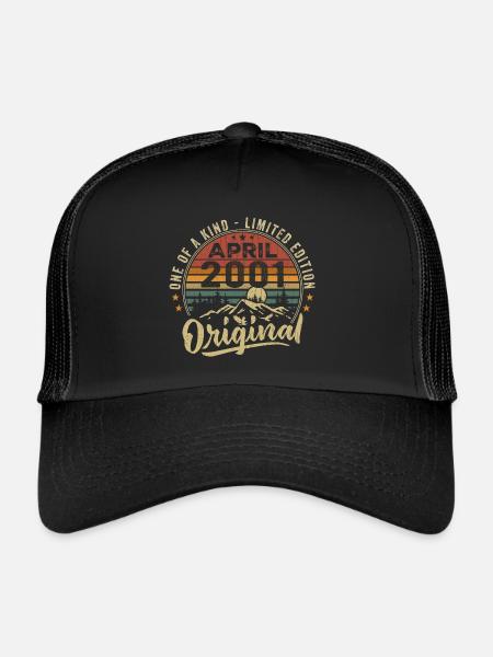 Avril 2001 Cadeau D'anniversaire Vintage 2001 - Casquette trucker  - noir/noir - Devant
