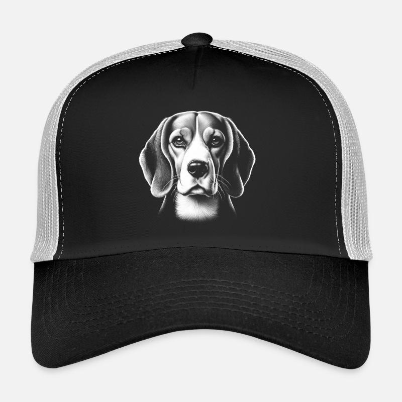 Tête de beagle mignonne dans un style de dessin réaliste Casquette trucker 